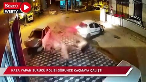 Kaza yapan sürücü polisi görünce kaçmaya çalıştı